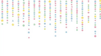 Pastel geometric shapes hanging as a garland vector illustration for party decoration invitation background or festive design