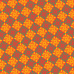 Seamless  Mandala Pattern on Turquoise Background