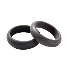 Two black silicone rings on white background  