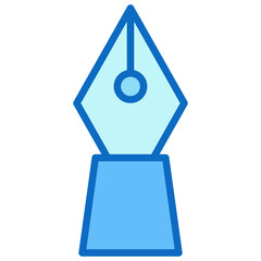 Pen Nib Blue Fill Outline Icon Design Vector - fountain pen nib symbolizing writing, drawing, and creativity