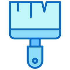 Paint Brush Blue Fill Outline Icon Design Vector - flat paint brush representing creativity, art, and coloring tools