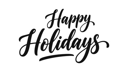Elegant calligraphic 'Happy Holidays' script lettering, perfect for festive seasonal greetings and celebratory designs