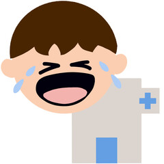 A child crying because they’re scared to go to the hospital.