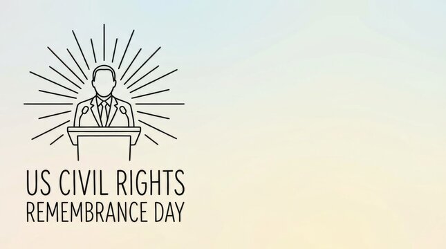 line art desktop wallpaper template for us civil rights remembrance day illustration template featuring silhouette of a speaker at a podium