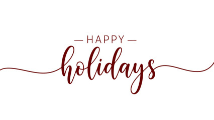 Happy Holidays" greeting card with elegant script font and decorative flourishes