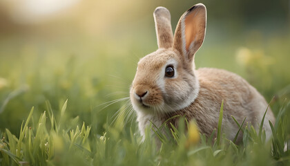 Obraz premium funny bunny with grass background