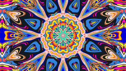 Psychedelic Kaleidoscope Background, Trippy Abstract Visuals