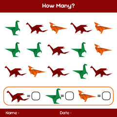 Count how many objects. Educational mathematical game. Counting game for children. Kids activity sheet. Template for how many