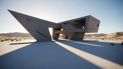 Modern desert house with angular design and sustainable features