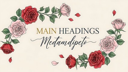 Elegant floral wreath with vintage roses and script text for design
