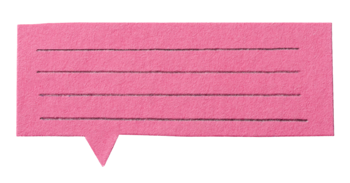 Isolated cut out ruled pink paper speech bubble with lines for copy space for text on transparent png background design element - Powered by Adobe