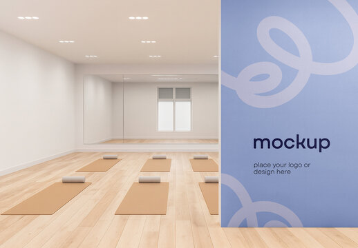 Yoga Studio Wall Display Mockup Template &ndash; Clean Minimal Interior