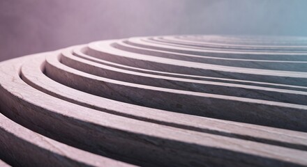 Concentric curved marble steps ascend in a perspective abstract arrangement