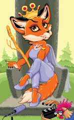 Horror cartoon version of the Queen of Wands. Vector illustration.