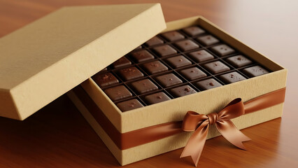 Elegant box of assorted chocolates tied with a satin ribbon