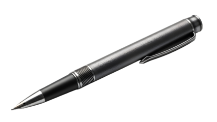 Elegant dark metallic pen on black background for writing and signing documents with style and precision