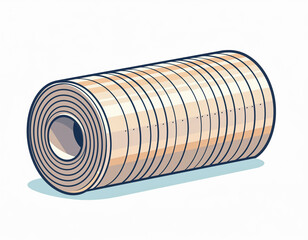 A detailed graphic illustration of a large roll of continuous form paper with sprocket holes for printing.