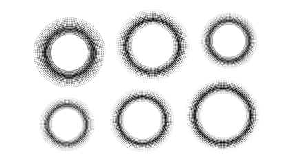 Six abstract oval shapes with textured lines