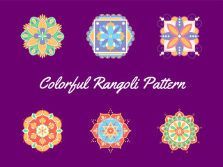 Vibrant Geometric Floral Patterns Set on Rich Purple Background Illustrating Intricate Designs