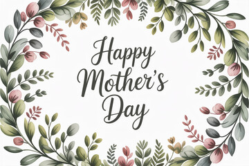 Elegant Happy Mother's Day floral wreath design for heartfelt greetings and memorable celebrations, perfect for cards, invitations, and social media posts