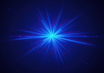 Vibrant blue energy radiates outwards from a central point, creating a dynamic, abstract star-like burst of light and motion. Modern and powerful graphic ,technology ,intense ,luminous