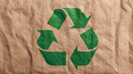 Promoting ecofriendly brown recyclable paper with green recycling symbol in sustainable practices