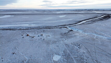 Siberia Nenets photo drone of the samoyedos desert in Yamal Russia © pau