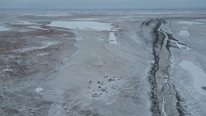 Siberia Nenets photo drone of the samoyedos desert in Yamal Russia © pau
