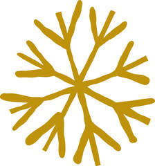 Obraz premium Whimsical Hand-drawn Vintage Golden Snowflake