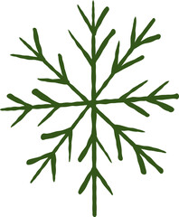 Whimsical Hand-drawn Vintage Green Christmas Snowflake
