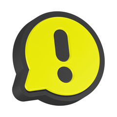 3d rendering icon alert yellow bubble button