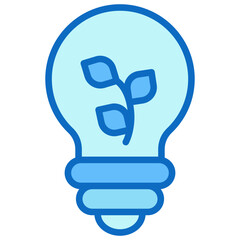 Eco Light Blue Fill Outline Icon Design Vector - light bulb with a small plant sprouting inside, symbolizing green energy and sustainability
