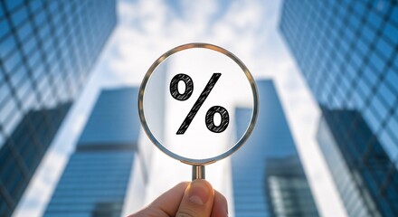 Investment Interest Magnified Financial Analysis and Strategic Vision Percent Symbol In Focus Competitive Advantage Business Perspective Economic Forecasting Growth Aim