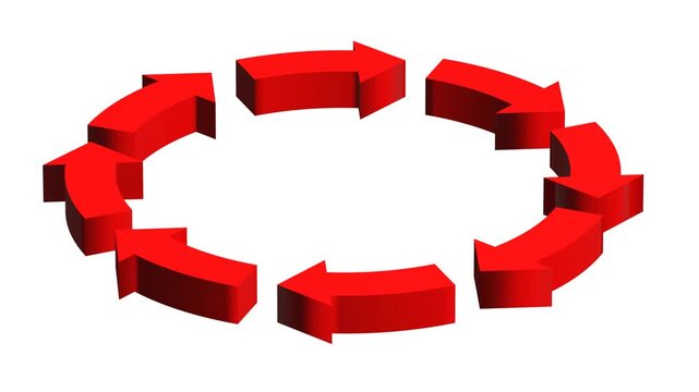 3D Eight rotating arrows (Isometric view).