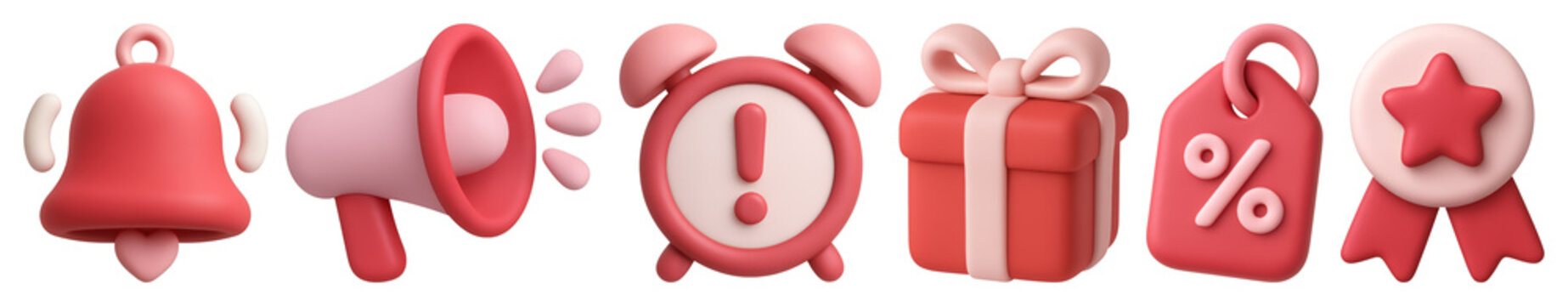 PNG Clay-style icons for notifications, element set on transparent background