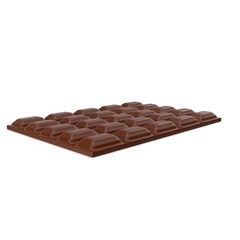 3D Milk Chocolate Bar with 5x5 Squares Grid on transparent background, PNG