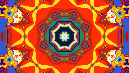 Psychedelic Spiral Kaleidoscope, Vibrant Symmetrical Pattern