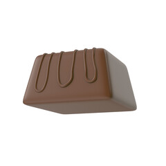 Single Dark Chocolate Praline Truffle with Drizzle, Isolated PNG