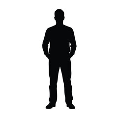 Silhouette of a man standing with hands in pocket