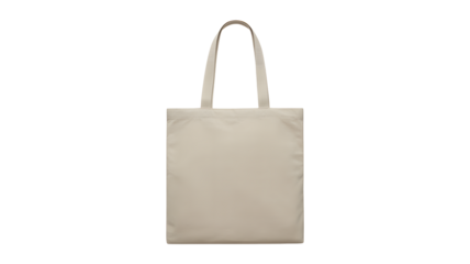 Isolated beige tote bag with handles against a black background in a studio shot for product display