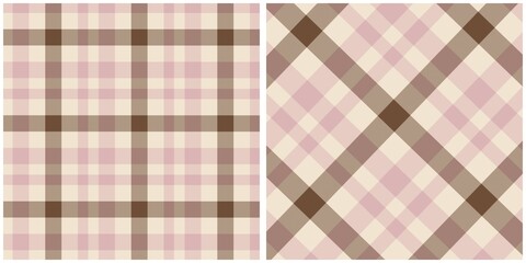 Soft Plaid Checkered Patterns in Pink and Brown Tones