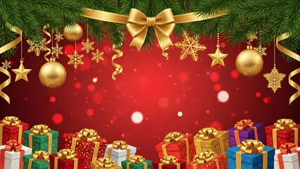 christmas background with christmas tree and balls