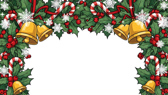 christmas wreath with bells and holly - Powered by Adobe