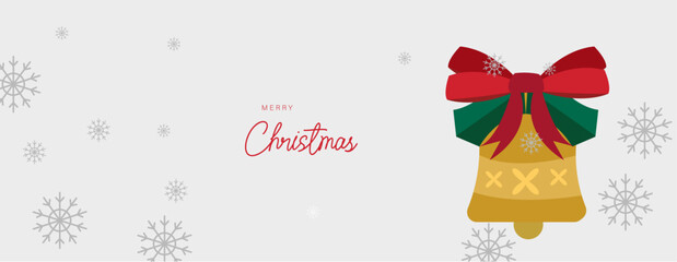 white winter snowflakes , chritsmas greeting banner, xmas bell illustration