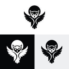 Owl logo with the moon icon design