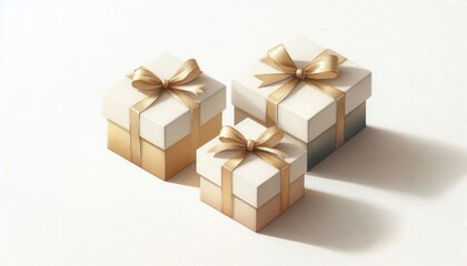 Obraz premium Elegant gift boxes with gold ribbons art