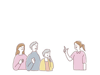 高齢夫婦と女性、看護師、介護士の女性
