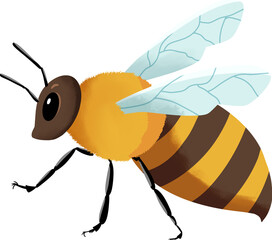 Vibrant Illustrated Honeybee Captures The Essence Of Pollination And Nature's Delicate Balance