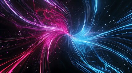 Obraz premium Dynamic light trails abstract art digital realm visual composition futuristic setting aesthetic perspective energy concept