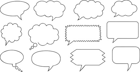 Obraz premium Collection of speech bubbles set of different shapes and styles, perfect for adding dialogue and text to your designs and illustrations